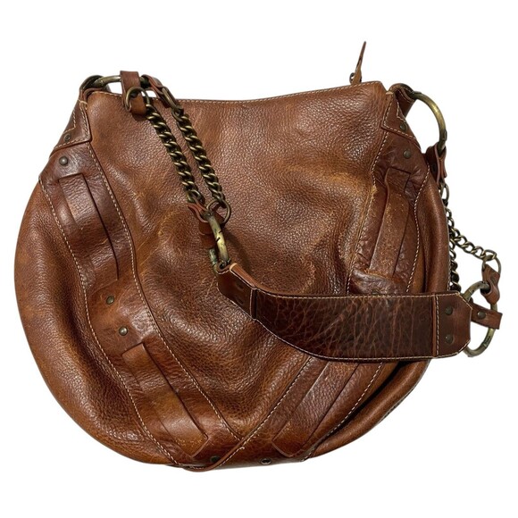 VTG FRYE Brown Genuine Leather Hobo Purse Bag Western Bohemian Classic - Picture 1 of 5